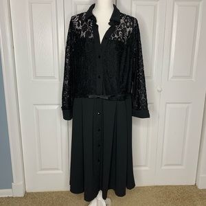 Roz & Ali black lace cocktail shirt dress